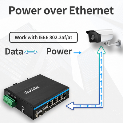 6 θύλακες Industrial Poe Switch μη διαχειριζόμενος 10/100M 2 ίνες 4 θύλακες Ethernet Switch