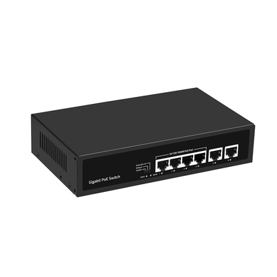 6 θύρες Ethernet Gigabit PoE Switch 250 μέτρα επέκταση VLAN 60W Προϋπολογισμός ισχύος