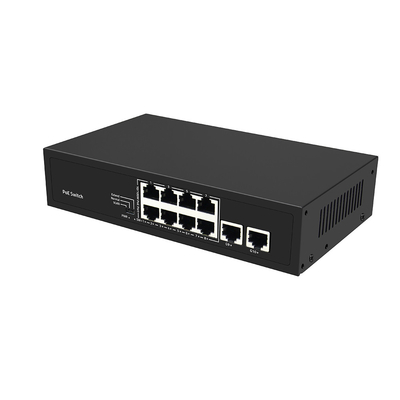 8 θύρες Fast Ethernet CCTV POE Switch με 2 Gigabit Copper Uplink PoE Af/At 120W Budget