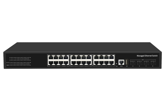 28 Θύρα 10/100/1000Mbps διαχειριζόμενη Ethernet CCTV POE Switch υποστήριξη PoE Af/At με 4*10G SFP+