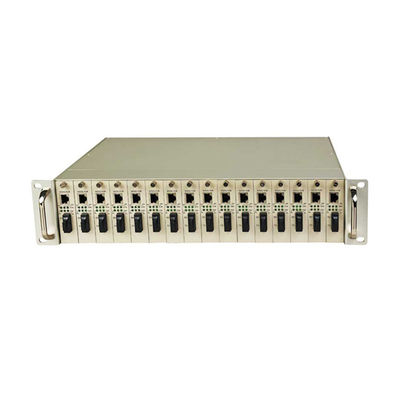 16 αυλακώσεις 19 διπλό ράφι δύναμης μετατροπέων μέσων Ethernet οπτικών ινών πλαισίων ίντσας 2U