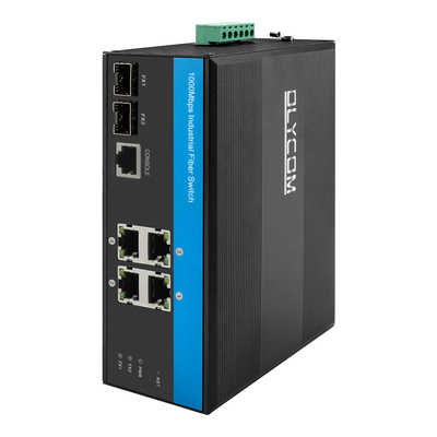 Βιομηχανική διοικούμενη Ethernet ίνα ανερχόμενων ζεύξεων Ethernet SFP διακοπτών IP40 DC24V Gigabit