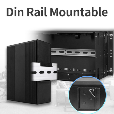 4 βιομηχανικός διακόπτης DIN Ethernet λιμένων ινών SFP επί σιδηροτροχιών για υπαίθριο