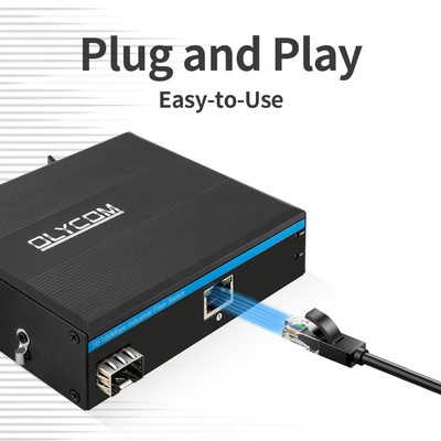 Βιομηχανικός μετατροπέας μέσων PoE 10/100M Fast Ethernet 15.4W/30W SFP Fiber Για κάμερες IP
