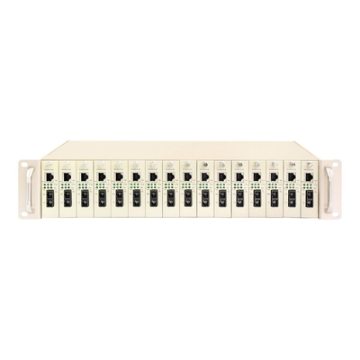 16 Slot Media Converter Rack Τάξι 19 ιντσών 2U Διπλή ισχύς 48V/220V