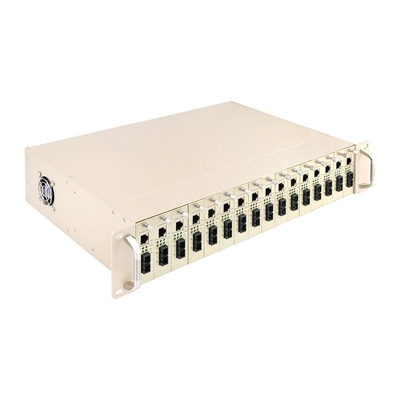16 Slot Media Converter Rack Τάξι 19 ιντσών 2U Διπλή ισχύς 48V/220V