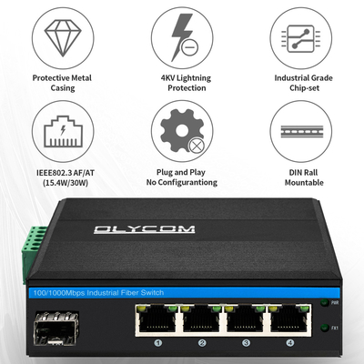 Το σημείο εισόδου Gigabit δικτύων SFP μεταστρέφει τη δύναμη πάνω σε Ethernet 4+1 λιμένες