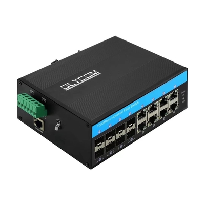 Διοικούμενος OLYCOM διακόπτης 8 βιομηχανικός βαθμός Gigabit Ethernet 12V λιμένων με 8 το λιμένα SFP DIN επί σιδηροτροχιών IP40 για την υπαίθρια χρήση