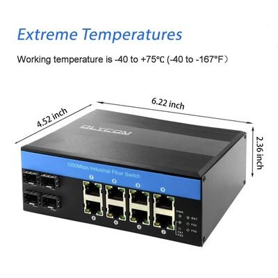 OLYCOM PoE Network Switch 8 Port 240W Προϋπολογισμός Βιομηχανικό Gigabit Ethernet CE FCC