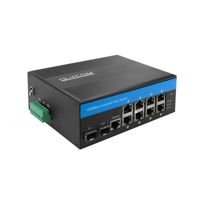 Ο βιομηχανικός διοικούμενος L2 διακόπτης 8 λιμένες 2 Gigabit Ethernet Χ Gigabit DIN-ράγα αυλακώσεων Χ SFP τοποθετεί IP40 με Vlan Qos LACP STP