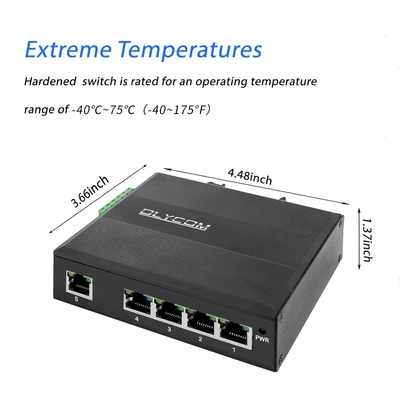 5-λιμένας βιομηχανικός διακόπτης 5 λιμένες IP40 -40° DIN-ραγών Unmanaged Gigabit Ethernet Χ Gigabit Ethernet – 75°C (- 40° – 167°F)