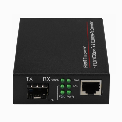 1G Μη διαχειριζόμενος μετατροπέας Ethernet οπτικών ινών SFP Mini Size Black DC5V