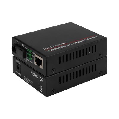 Μετατροπέας πολυμέσων Mini Single Core 100/1000M Unmanaged Single Mode Μαύρο CE DC5V