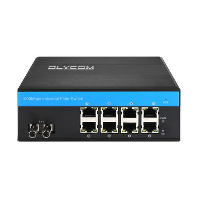 Βιομηχανικός διακόπτης δικτύου Gigabit 8 θυρών Unmanaged ST Fiber Singlemode 30Km DC24V CE