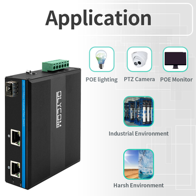 Gigabit 30W 60W PoE Switcher Extender Βιομηχανικής κλάσης SFP Fiber Unmanaged DC48V