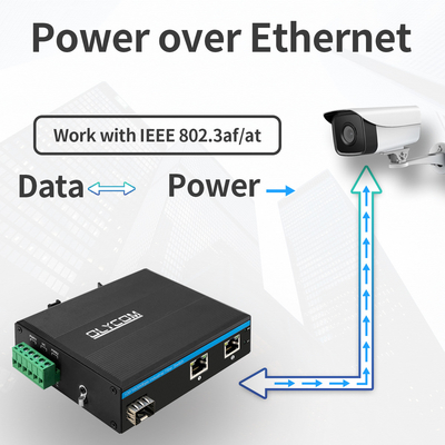 Gigabit 30W 60W PoE Switcher Extender Βιομηχανικής κλάσης SFP Fiber Unmanaged DC48V