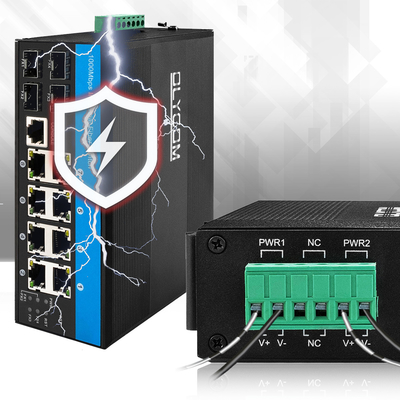 Βιομηχανικός διαχειριζόμενος PoE Switch 8 Port L2 βασισμένος σε υποστήριξη προϋπολογισμού 240W 1G 2.5G Fiber Ring