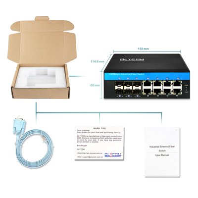 Βιομηχανικός διαχειριζόμενος διακόπτης Gigabit Ethernet 1G/2.5G Οπτικές υποδομές SFP ERPS Δαχτυλίδι IP40