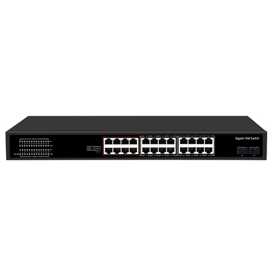 24 θύρες CCTV PoE Switch Gigabit Δίκτυο SFP Οπτική Uplink Μη διαχειριζόμενος προϋπολογισμός 300W