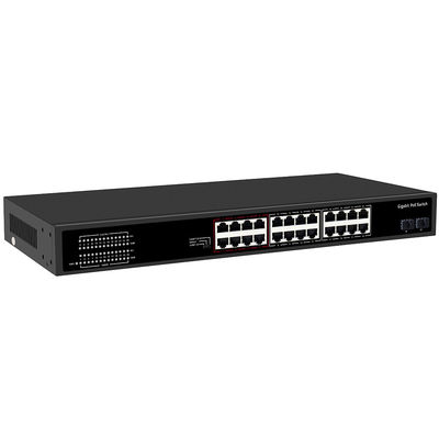 24 θύρες CCTV PoE Switch Gigabit Δίκτυο SFP Οπτική Uplink Μη διαχειριζόμενος προϋπολογισμός 300W