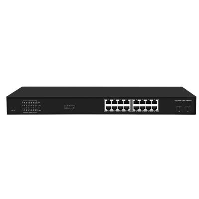 16 θύρες Gigabit PoE Switch 300W Προϋπολογισμός μη διαχειριζόμενο VLAN 250M Απόσταση SFP Fiber