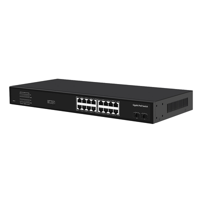 16 θύρες Gigabit Poe Switch 300W Προϋπολογισμός μη διαχειριζόμενο VLAN 250-μέτρων απόσταση SFP Fiber