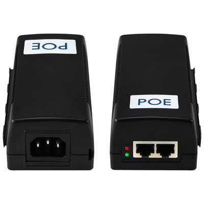 Εμπορικός 60W Gigabit PoE Injector Mid Span 48V έξοδος επιφάνειας εργασίας 15.4W/30W συμβατός