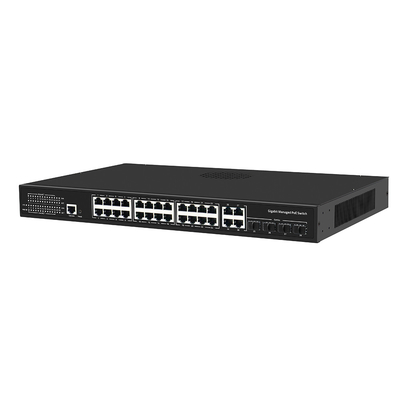 24 Port PoE Switch Gigabit βασισμένο σε L2 L3 έξυπνο διαχειριζόμενο προϋπολογισμό 300W με SFP Uplink 1U Rack
