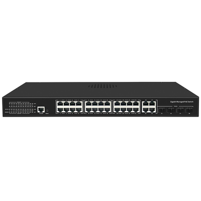 24 Port PoE Switch Gigabit βασισμένο σε L2 L3 έξυπνο διαχειριζόμενο προϋπολογισμό 300W με SFP Uplink 1U Rack