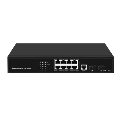 Διαχειριζόμενος διακόπτης 8 θυρών PoE VLAN Gigabit Fiber Ethernet Realtek Chip 120W Budget AC Είσοδος