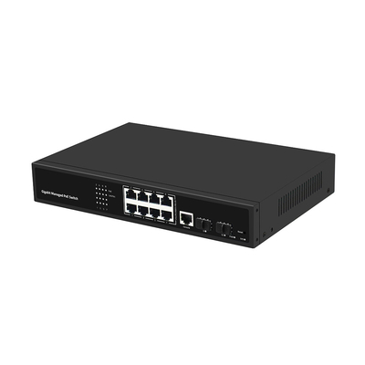 8 Port PoE Vlan Διαχειριζόμενος Gigabit Fiber Switch Realtek Chip 120W Προϋπολογισμός AC εισροή
