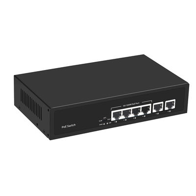 Διακόπτης CCTV PoE Fast Ethernet 4 Θυρών Με 2 Χάλκινες Θύρες Uplink Προϋπολογισμός Ισχύος 55W Είσοδος AC