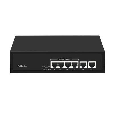 Διακόπτης CCTV PoE Fast Ethernet 4 Θυρών Με 2 Χάλκινες Θύρες Uplink Προϋπολογισμός Ισχύος 55W Είσοδος AC