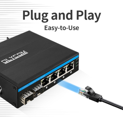 6 θύλακες Industrial Poe Switch μη διαχειριζόμενος 10/100M 2 ίνες 4 θύλακες Ethernet Switch