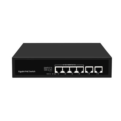6 θυρών Gigabit PoE Switch 250 μέτρα επέκταση VLAN 60W Power Budget 220V Είσοδος