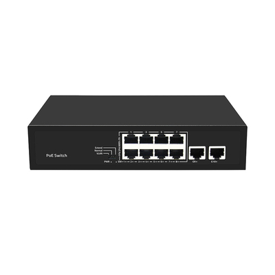 8 θύρες CCTV POE Switch Fast Ethernet με 2 Gigabit Copper Uplink PoE Af/At 120W Προϋπολογισμός