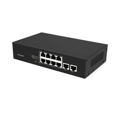 8 θύρες CCTV POE Switch Fast Ethernet με 2 Gigabit Copper Uplink PoE Af/At 120W Προϋπολογισμός