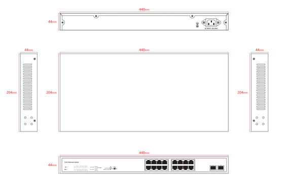 18 Port Desktop 2.5 Gigabit Unmanaged Switch με 16*2.5g RJ45+2*10G SFP