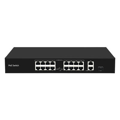 16 Θύρες PoE Switch 250-Μέτρα Απόσταση PoE 10/100M Υποστήριξη Λειτουργίας VLAN Προϋπολογισμός 300W CE