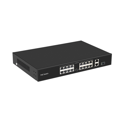 16 Θύρα 250-μετρών PoE Switch PoE Af/At 10/100M Υποστήριξη λειτουργίας VLAN 300W Προϋπολογισμός