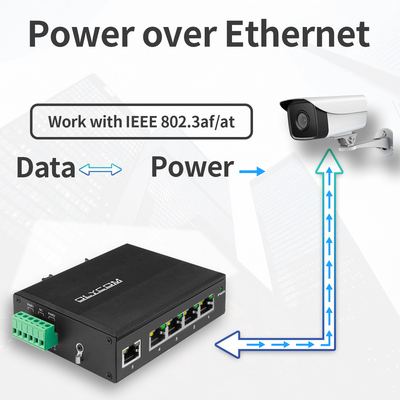 Βιομηχανικό μη διαχειριζόμενο διακόπτη Poe 5 θύρες Gigabit Network 15.4W/30W Standard 120W Din Rail