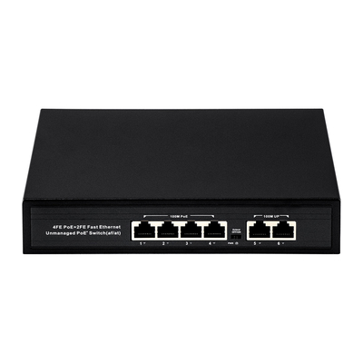 OEM ODM Γρήγορο Ethernet 10/100mbps 4 Port Poe Switch με 2 Uplink Port Network Switch