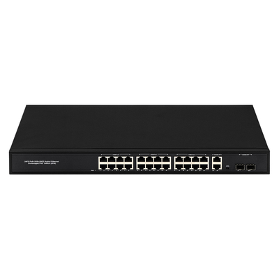 24 Port Network 48V Active PoE Switch 450W Standard AF/AT με 2 RJ45 Uplink Port Ethernet sfp fiber Switch