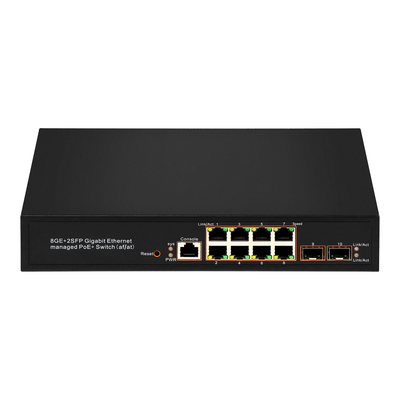 8 θύρες Gigabit Managed PoE Switch SFP Οπτική ίνα 120W Προϋπολογισμός AC εισροή Chip Realtek