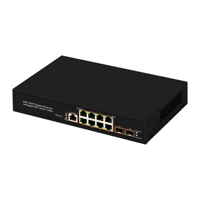 8 θύρες Gigabit Managed PoE Switch SFP Οπτική ίνα 120W Προϋπολογισμός AC εισροή Chip Realtek
