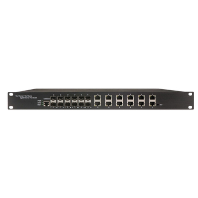 1U Rack 24 θύρες Gigabit L2 διαχειριζόμενος Industrial network POE switch με 12 RJ45+12 SFP