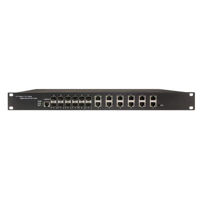 Βιομηχανικός Διαχειριζόμενος Διακόπτης POE Rack Mount 1U με 12 θύρες RJ45 + 12 θύρες SFP και 340W POE