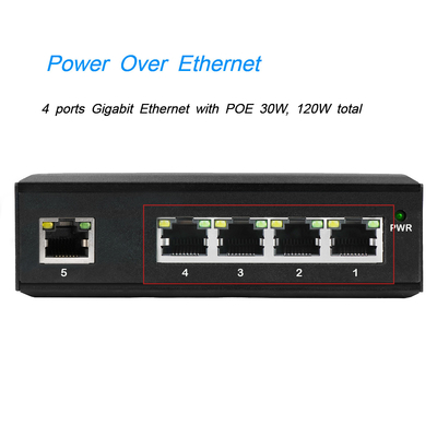 4 θύρες POE ενισχυτής τάσης DC12-48V είσοδος για ηλιακή ενέργεια με 1 θύρα uplink δίκτυο διακόπτη
