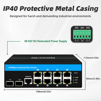 10port Gigabit 10/100/1000mbps L2 Διαχειριζόμενος διακόπτης POE με 2 Sfp για εξωτερικά
