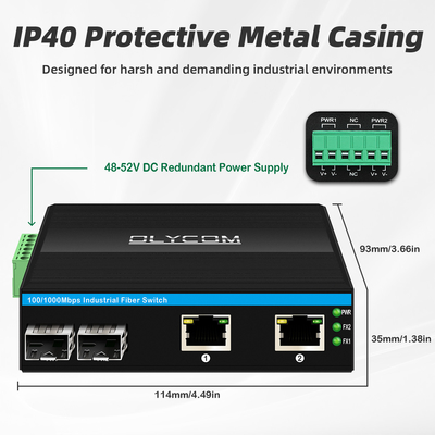 4 Port PoE Switch Βιομηχανικό Gigabit Network 15.4W 30W 60W Μίνι μη διαχειριζόμενο DC48V CE